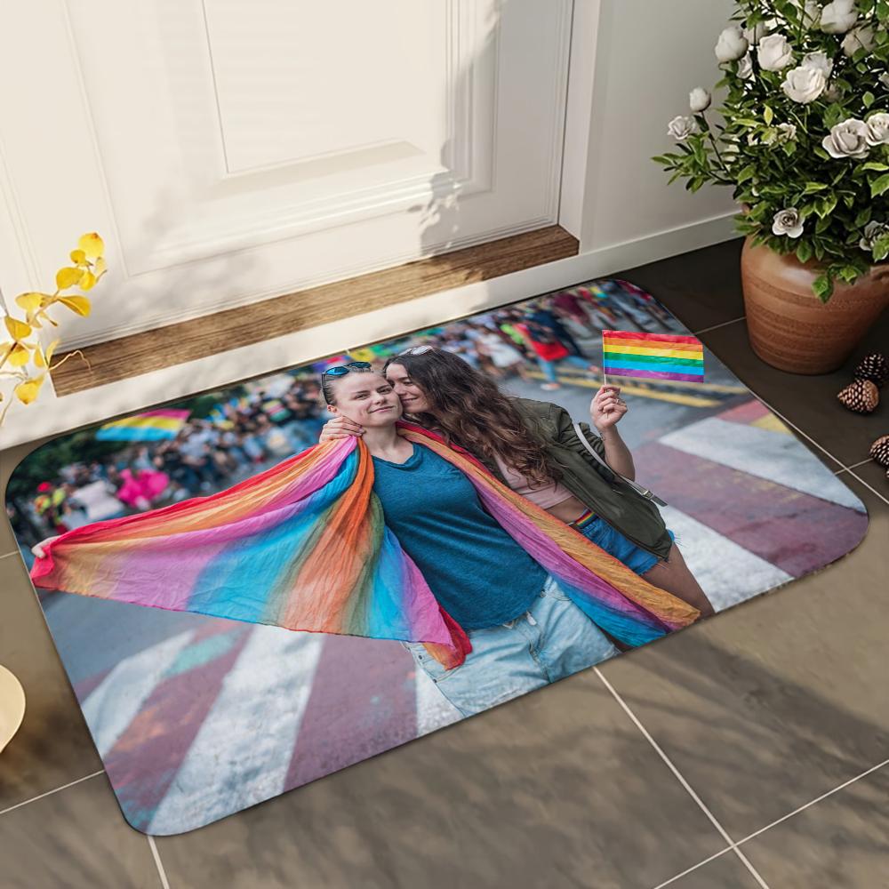 1 Stück Schwul Lesbisch LGBT Regenbogen Liebe Badezimmer Saugfähige Matten Anti-Rutsch-Matten Heimdekorationsbedarf Teppiche Heimküchenbodenmatten