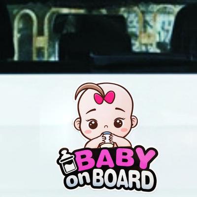 Cute Girl Baby On Board Car Sticker Cartoon Design Waterproof PVC Decal Vehicle Safety Warning Sign for Car Window