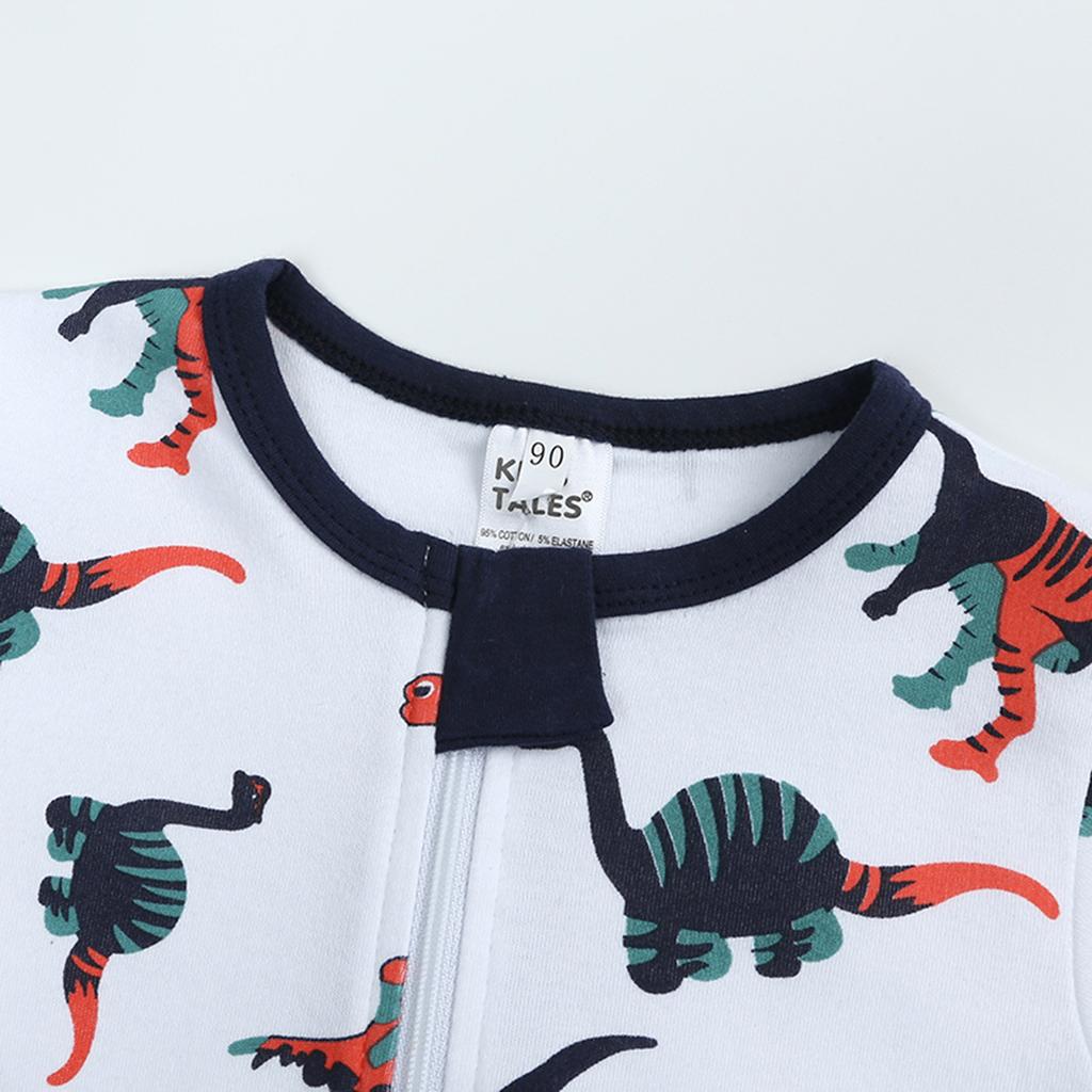 Newborn Baby Boys Girls Cartoon Romper Zip Front Non-Slip Footed Sleeper Pajamas