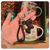 Exquisite Leather Cord Bag Charm & Car Keychain with Cute Horse Pendant Couple Bracelet