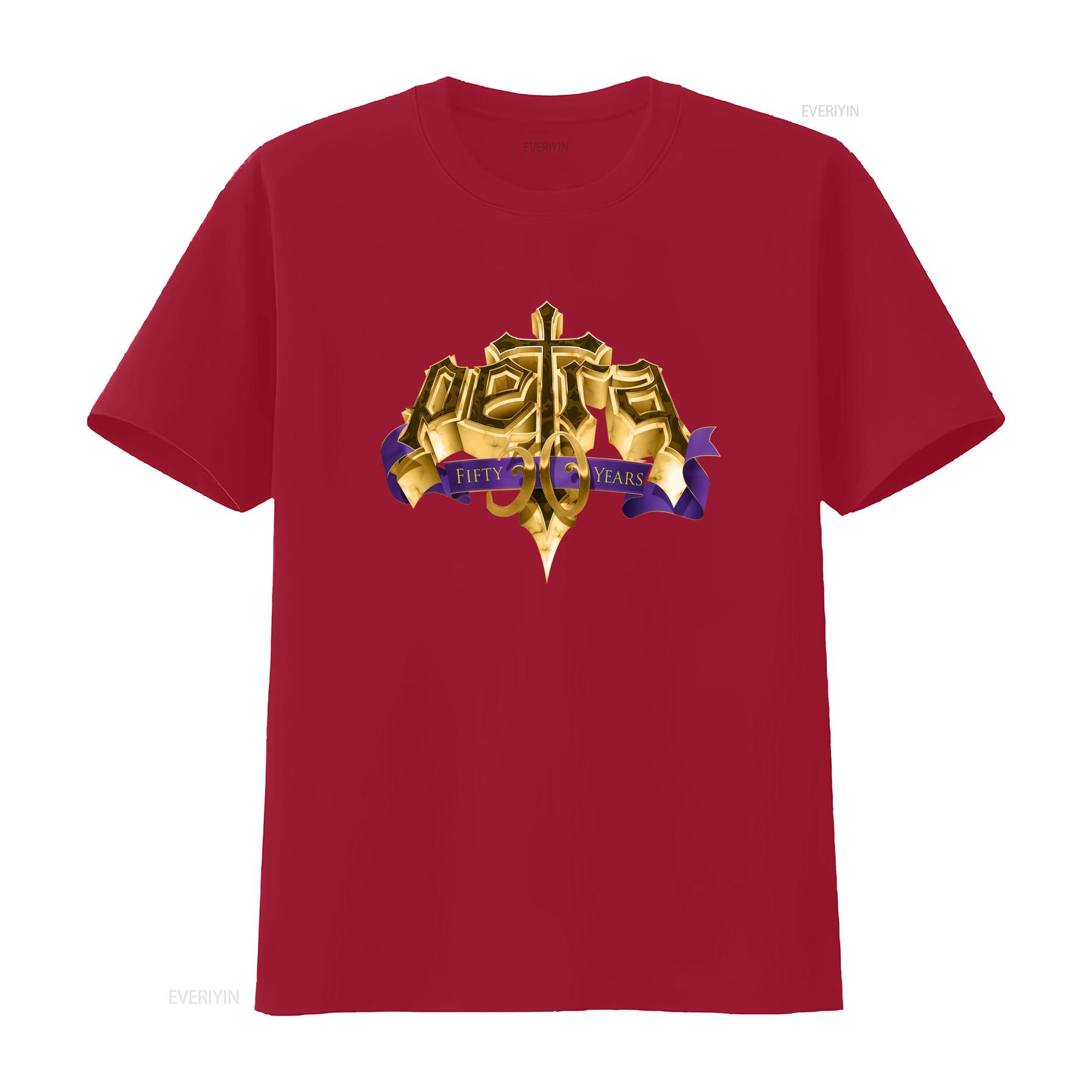 2 SIDES 50th Anniversary Petra Band T Shirt Classic Black S 5XL Gold Cross Purple Ribbon Design U031 vintage Washed Unisex S