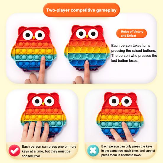 Rainbow Push Bubble Game Stress Anxiety Relief Bubble Popping Game Silicone Bubble Squeeze Sensory Fidget Toy Party Favors