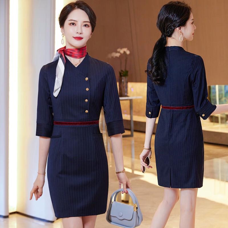 Женское полосатое офисное платье Tluoman M