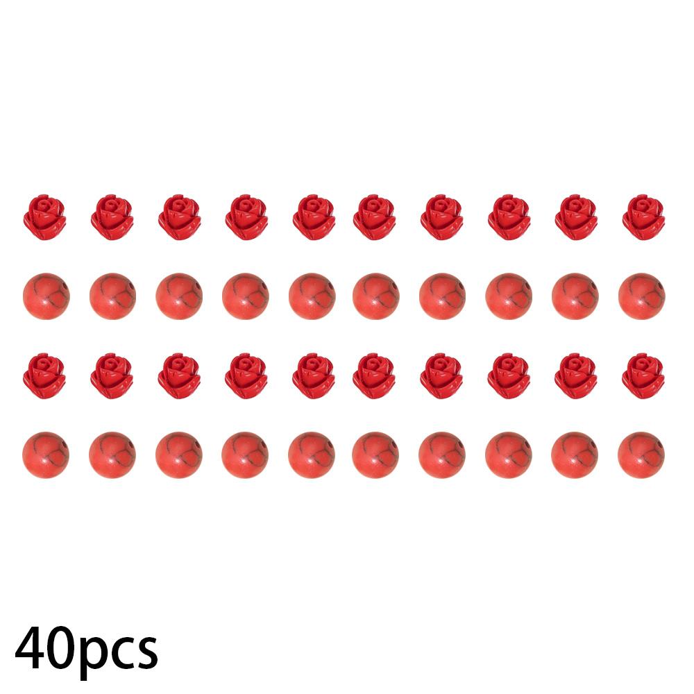 10/20/40pcs Stone Red Decorative Beads, Spacer Beads, Rose Beads, Beads and Bead Accessories DIY Summer Beach Foot Chain Bracelet Earrings