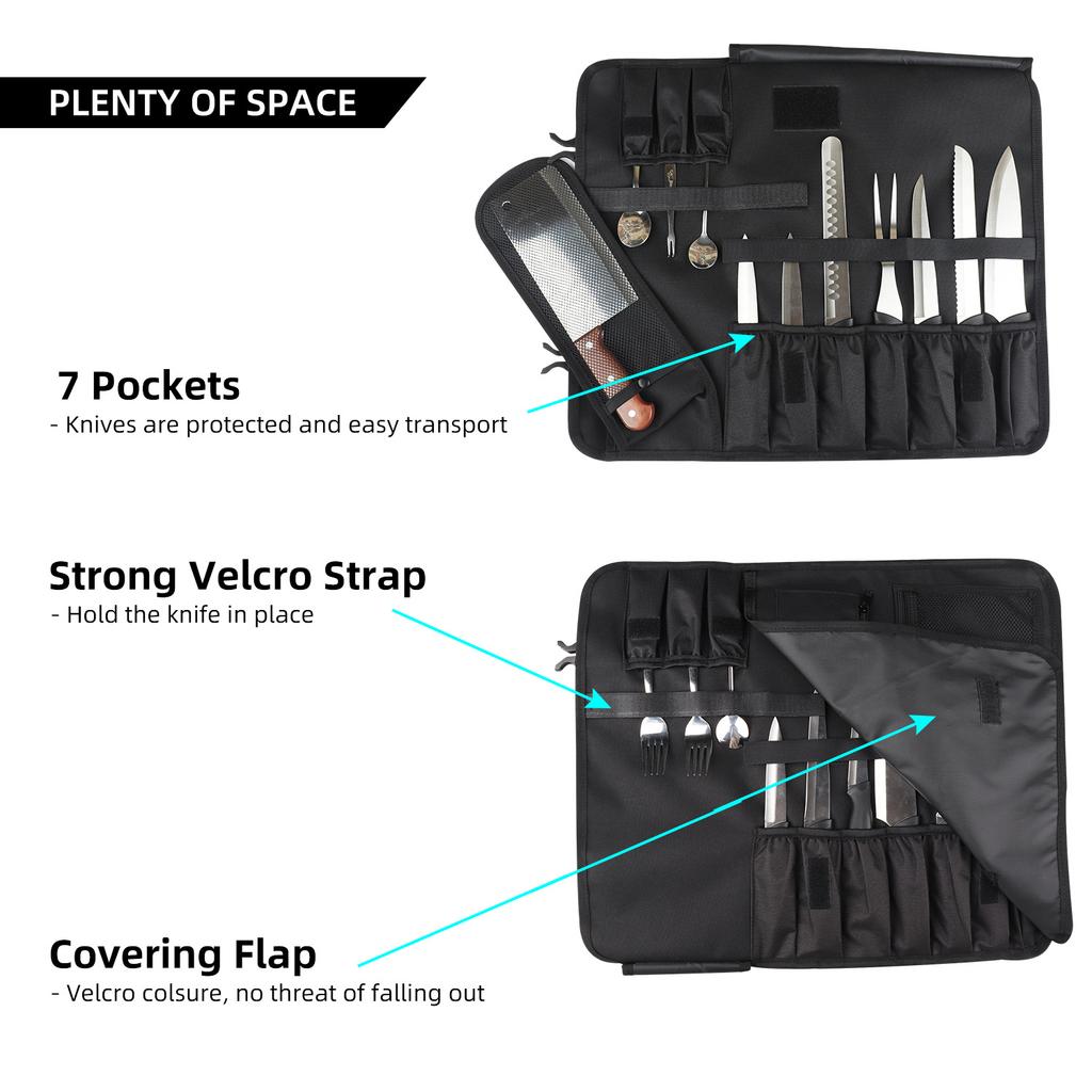 Portable Chef Knife Bag Kitchen Knife Roll Bag Carry Case Bag Kitchen Cooking Chef Knife Carrying Storage Pockets Knife Bag Case