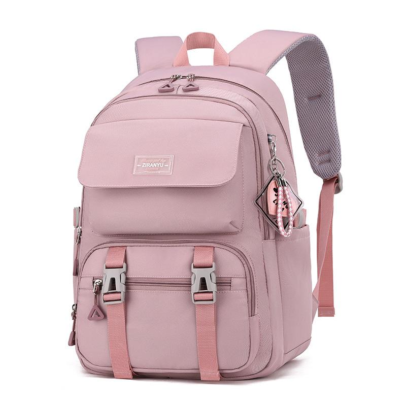 Solid Color Backpack For Teenage Girls Large Capacity Elementary School Bag Suitable For Grades 3-6 Spine Protection Schoolbags