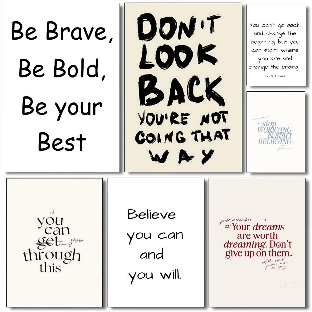 1PC Inspirational Quotes Poster Self-adhesive Art Waterproof Paper Sticker Coffee House Bar Room Wall Decor