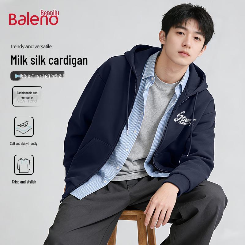 Baleno Men s Casual Zip-Up Hooded Sweatshirt L