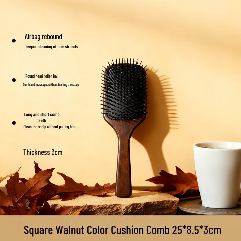 Retro Walnut Solid Wood Air Cushion Comb 25 x 8.5 x 3 cm