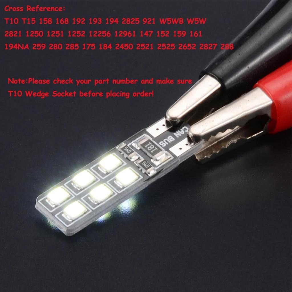 10PCS LED Lights,T10 W5W CANBUS T10 LED 12SMD 2835 Led Error Free 12V Car Light Source Wedge Led Rear Lamp Parking Light Replacement Bulbs