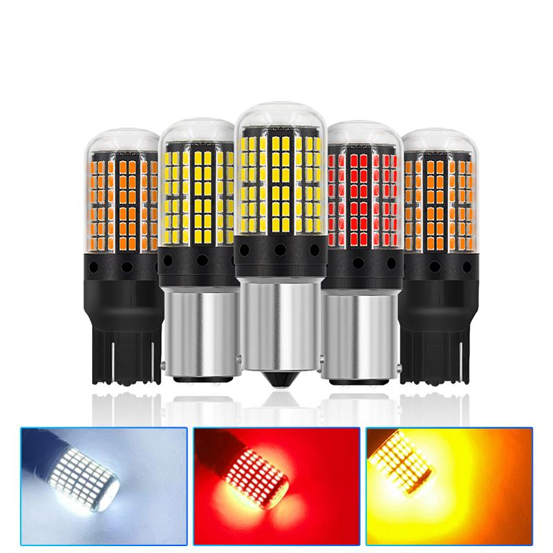 1156 BA15S P21W BAU15S PY21W T20 7440 W21W 1157 P21/5W W21/5W 7443 LED-lampor 3014 144SMD LED CanBus-lampa För blinkerslampa