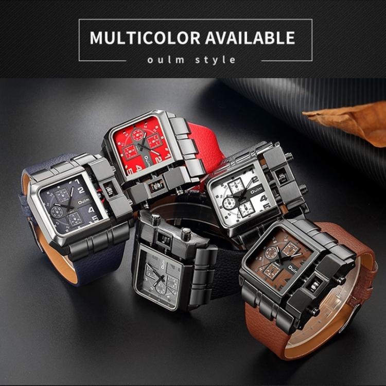 Oulm 3364 Herren Quadratisches Zifferblatt Lederarmband Quarz-Uhr