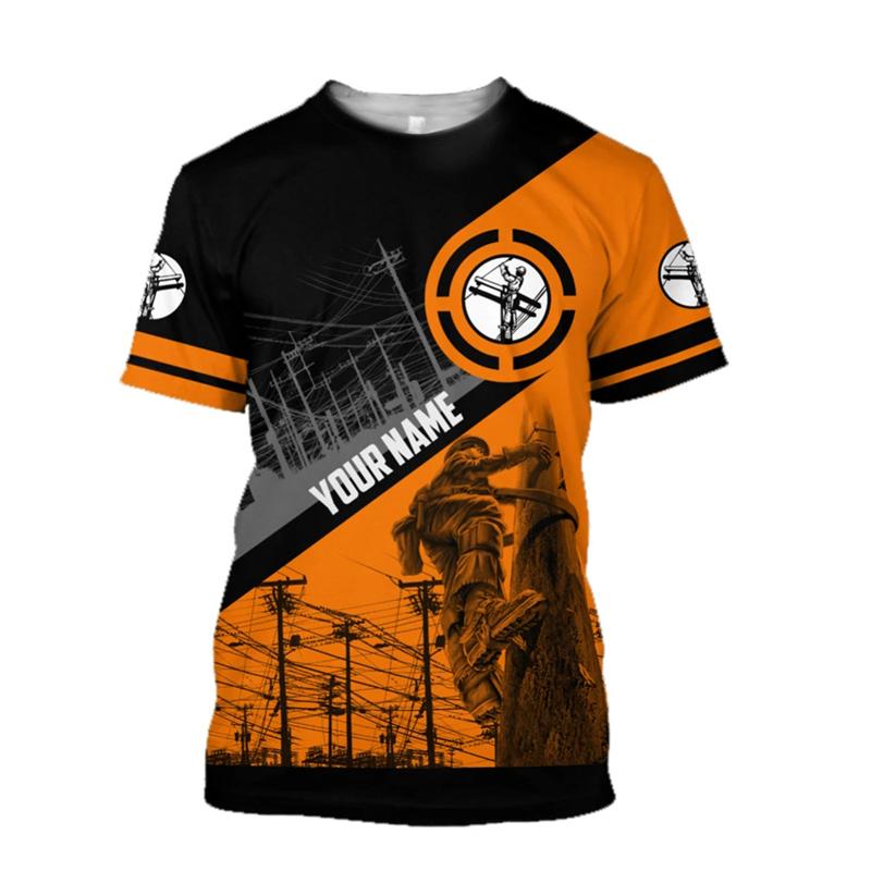 Fashion 3D Print T-Shirt For Men Electrician Uniform Leisure O-neck Oversized