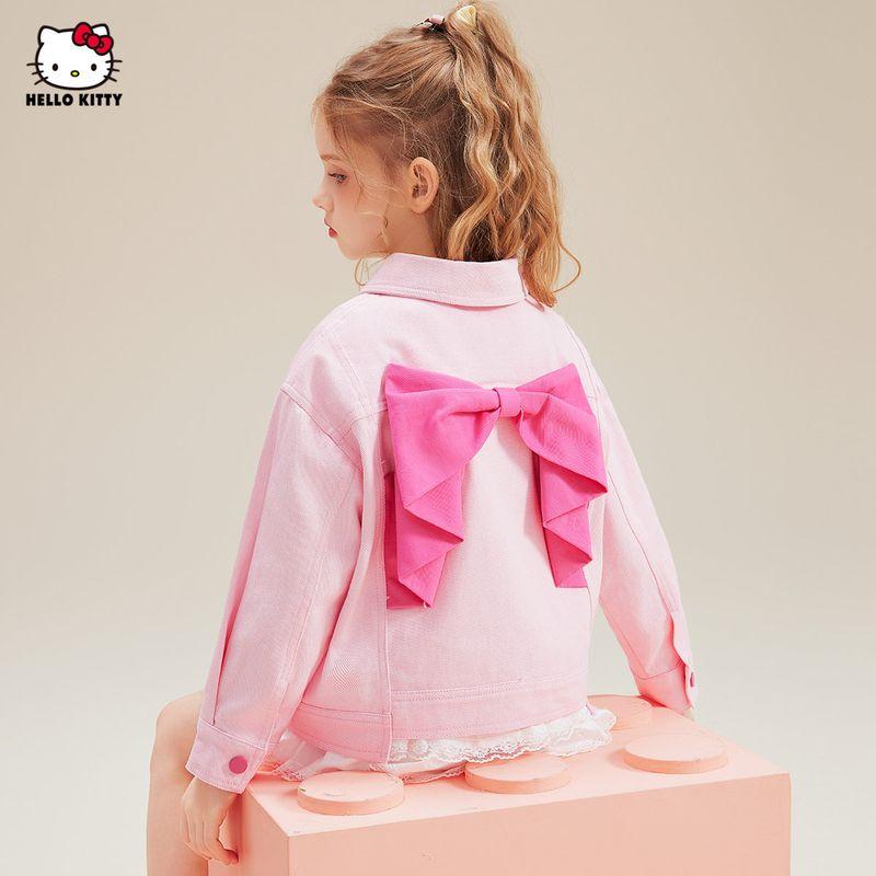 Hello Kitty Girls  Denim Jacket Spring 2025 New Pink Children s Spring Top Girls  Clothing Pink 160