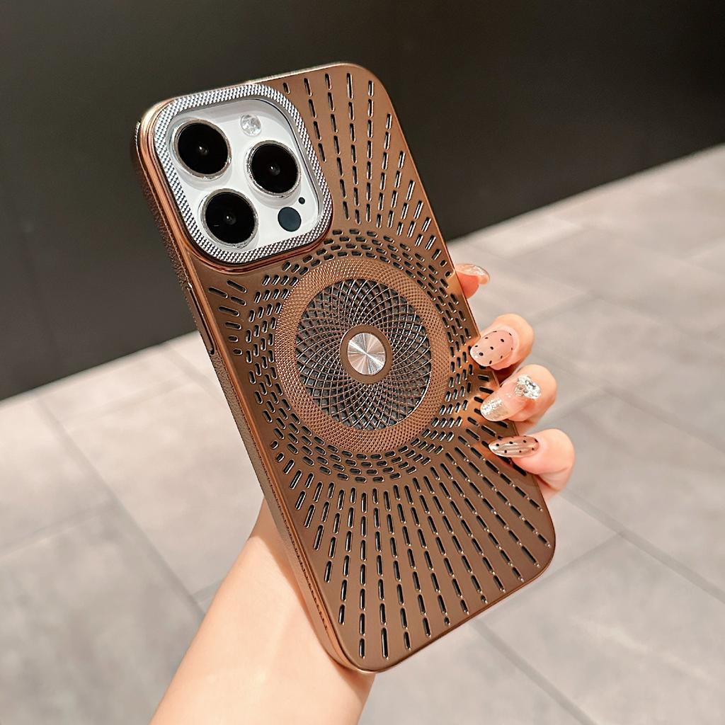 For iPhone 16 Pro Max Case Compatible with MagSafe Heat Dissipation Electroplating PC Phone Cover