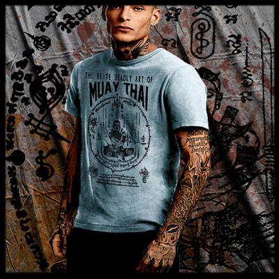 Muay Thai T-Shirt Thai-Boxen Sak Yant Tattoo Thailändischer Boxer Thailand Schwertkämpfer T-Shirt