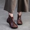 Johnature Genuine Leather Women's Shoes Flat Bottomed Comfortable Retro Short Boots