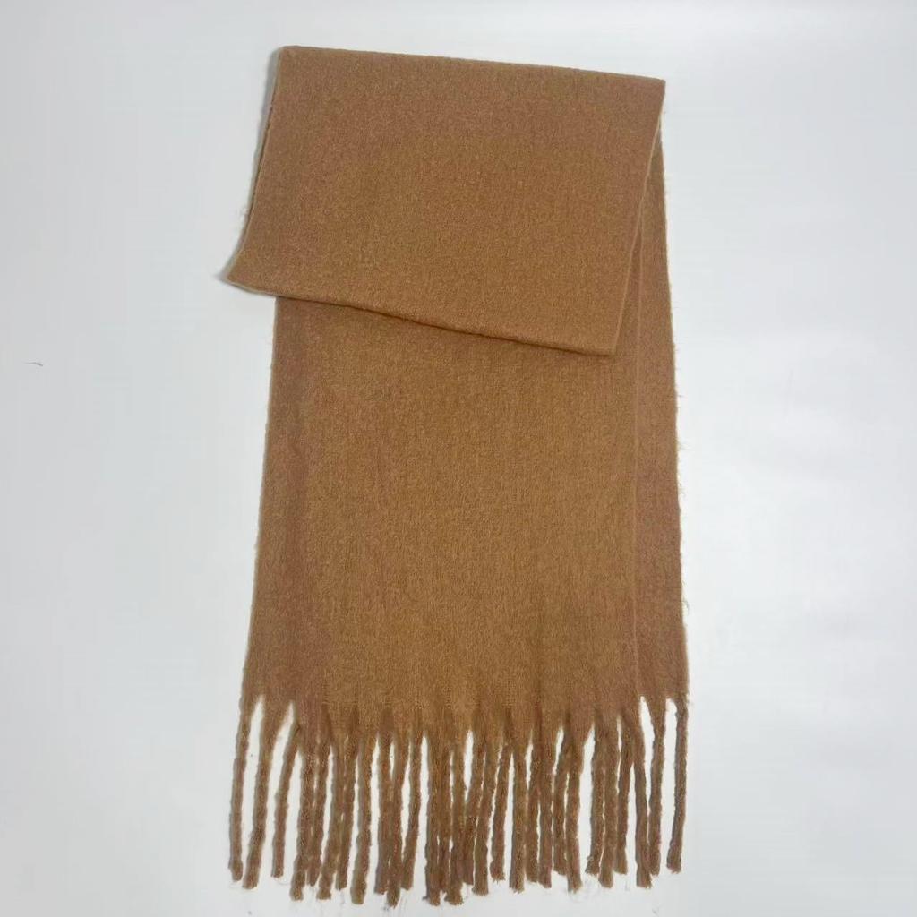 Versatile mohair solid color scarf women's winter thickening simple warmth enlarged shawl scarf