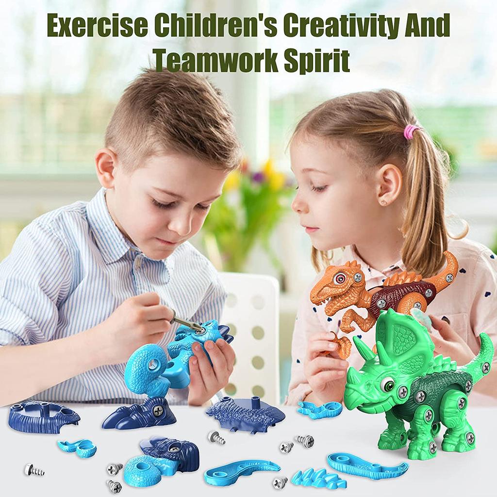 Zabawki dinozaurów, zabawki dinozaurów na części, konstrukcja łodygi zabawki dla dzieci z wiertarką elektryczną, zabawki urodzinowe i świąteczne prezenty dla chłopców dzieci 3 4 5 6 7+