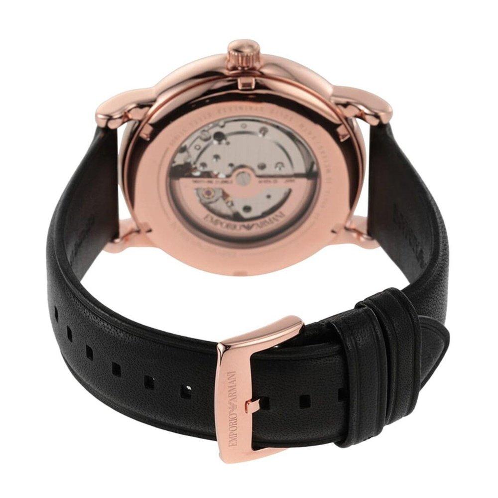 Emporio Armani AR60013 Automatische Herrenuhr mit schwarzem Lederarmband