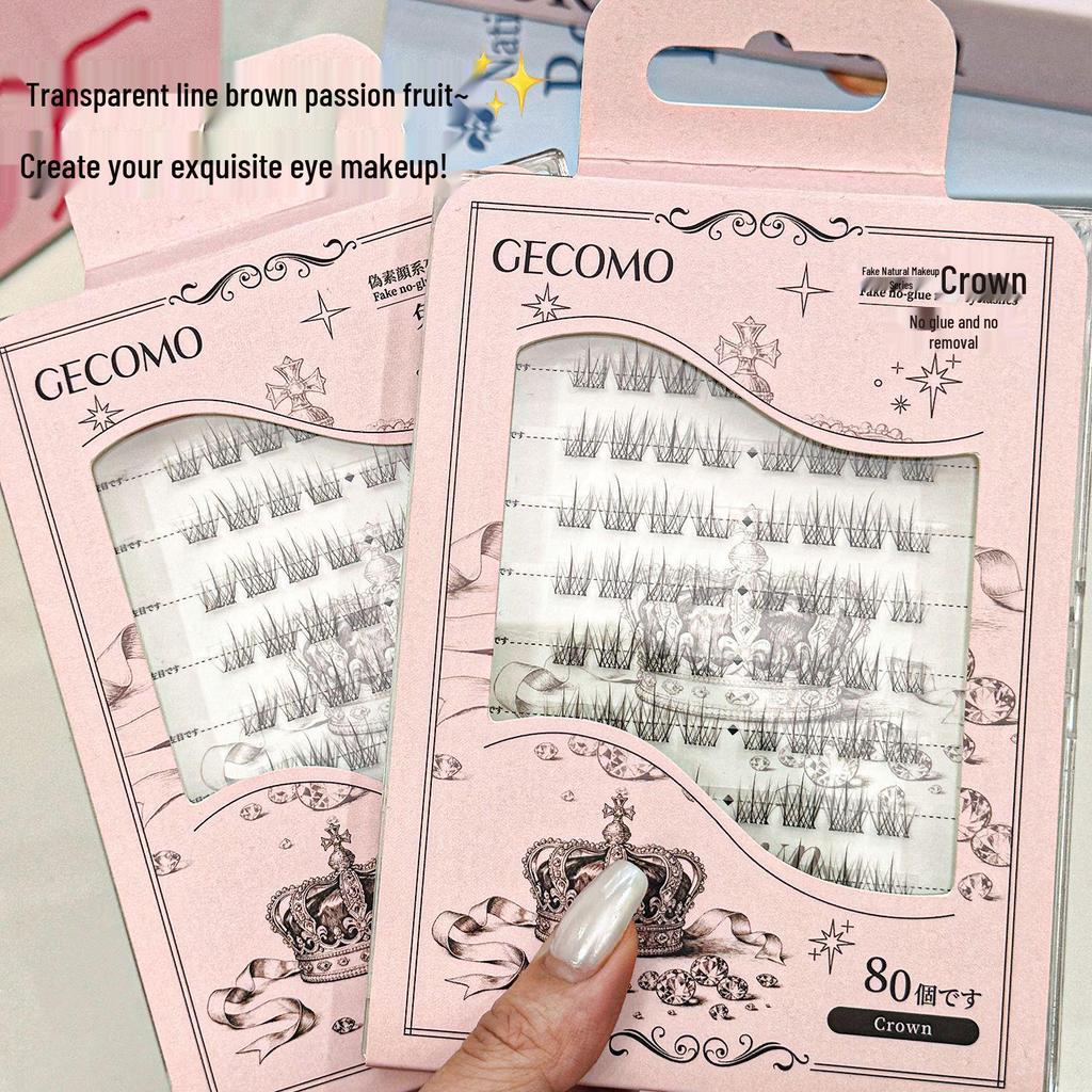 GECOMO Glue-Free Natural Brown Passion Fruit Wispy Eyelashes for a Messy, Clear Look