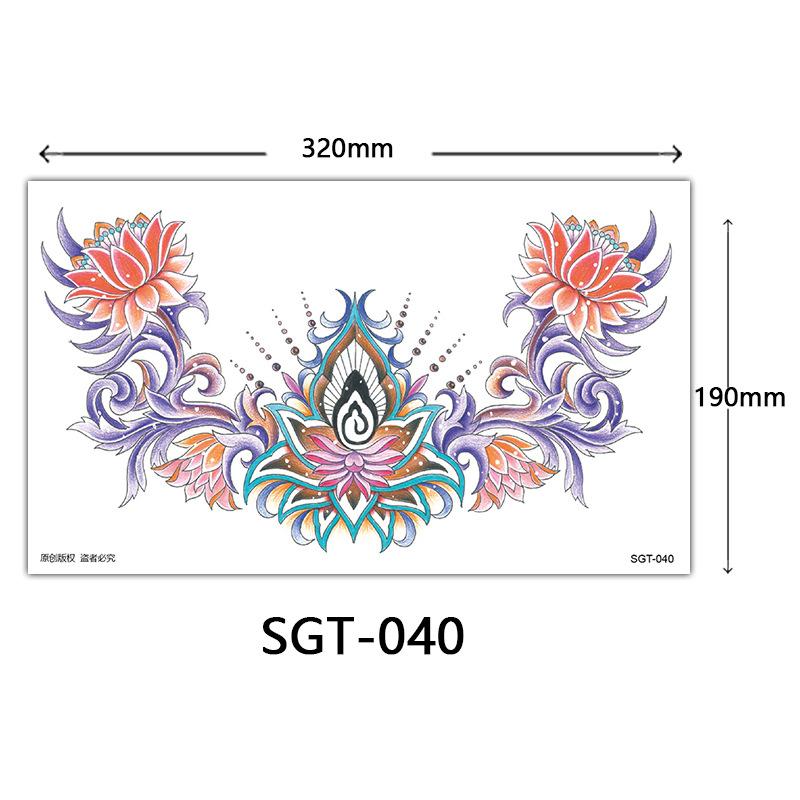 Flower Chest Tattoo Sticker, Chest Tattoo Sticker, Color Half Nail Large Picture Tattoo Sticker