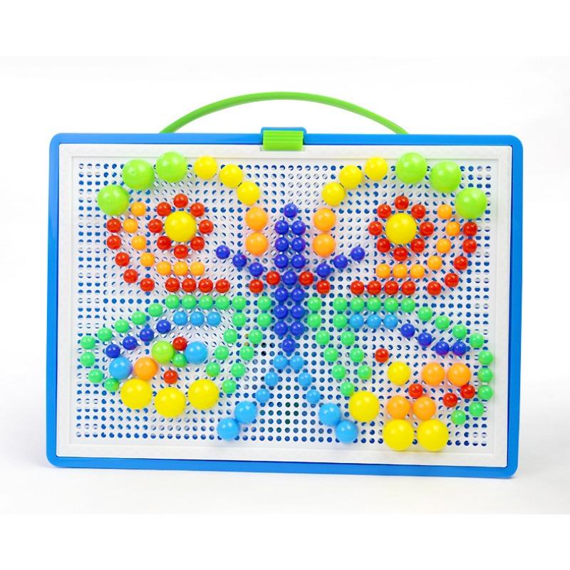 Mushroom Nail Toy Children's Educational DIY Handmade Bead-inserted Puzzle Box with 296 Diced Mushrooms Gift Box