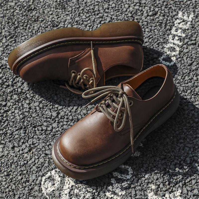 Luxusní značka Pánské boty s tlustou podrážkou Italská kůže Business Oxfords boty Nové ležérní šněrovací společenské boty Pracovní obuv Nástroje Formální obuv