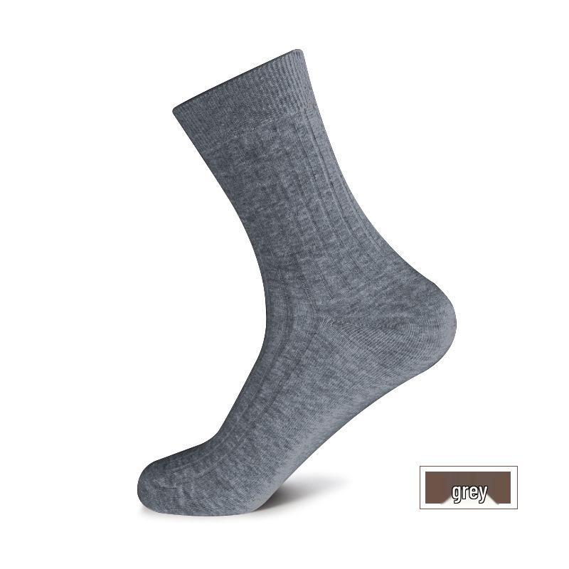 Men's Mid-Calf All-Cotton Business Socks - Thick, Odor-Resistant for Autumn/Winter