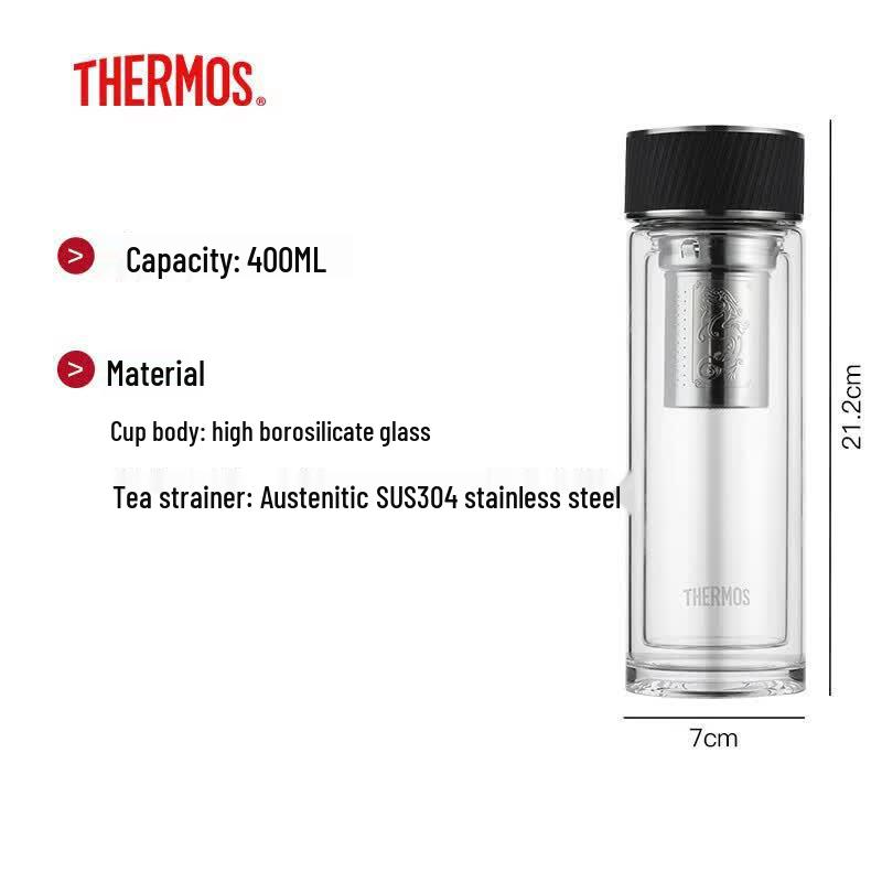 Thermos Double-Wall Glass Bottle