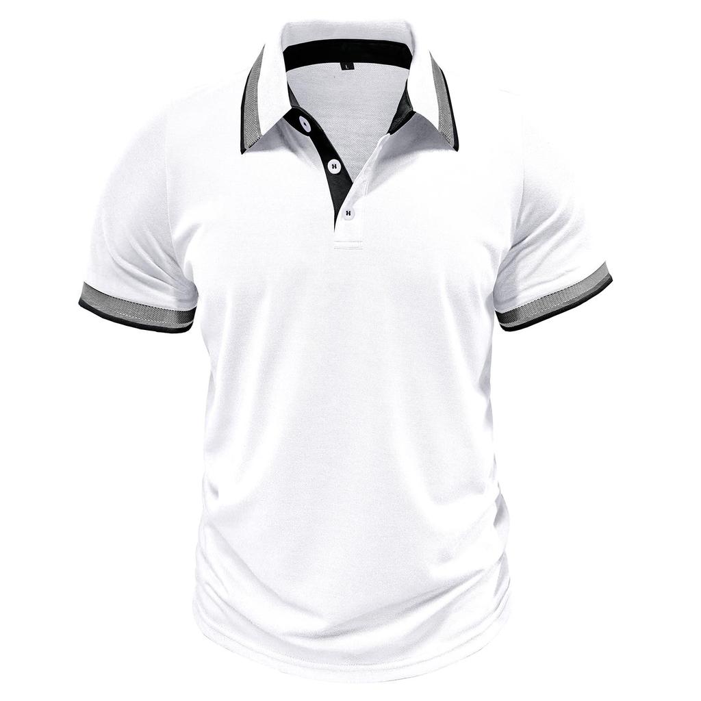 Men’s T-shirts Color Block Short Sleeves Polo Shirts Lapel Collar Tops Daily Casual Summer Menswear Tennis Golf Shirt