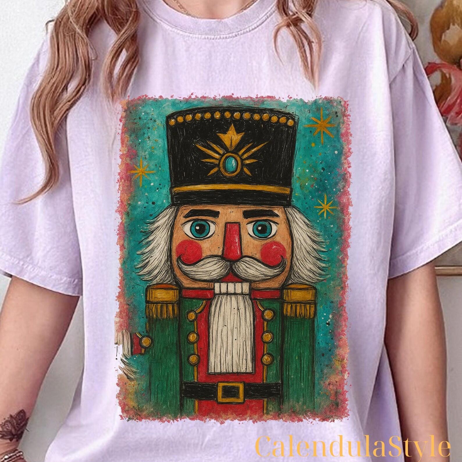 Preppy Brushstroke Watercolor Nutcracker, Y all Are Nuts Shirt, Tis The Season Shirt, Sugar Plum Fairy Tee, Patchwork Santa Nutcracker L