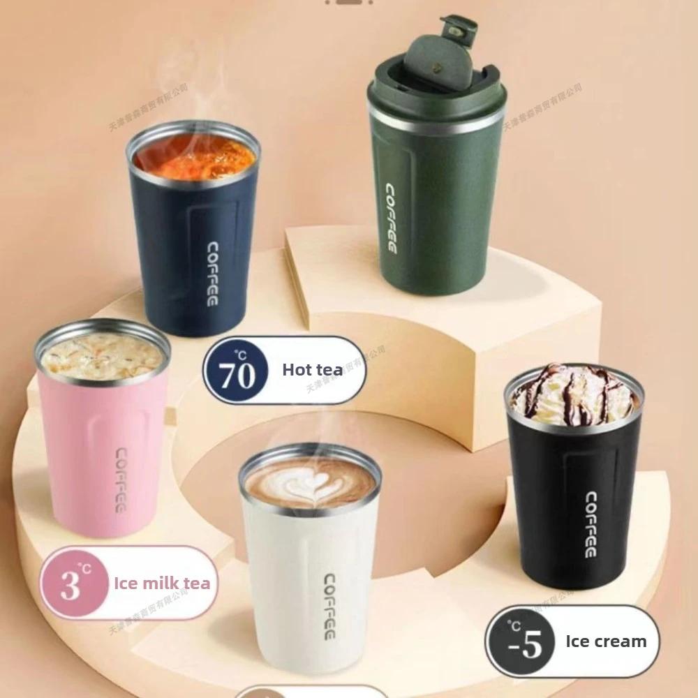 Premium 510ml Stainless Steel Thermos Coffee Cup with Digital Temperature Display High Quality Durable Black White Professional