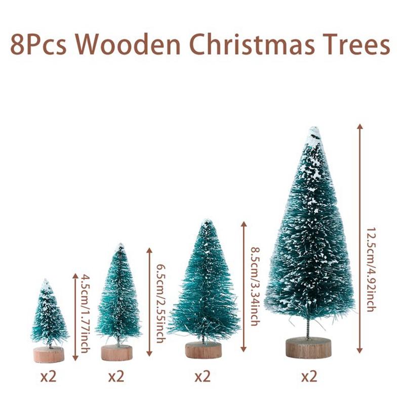 8pcs Artificial Mini Wooden Christmas Tree Christmas Decoration Small Sisal Christmas Tree Tabletop Ornaments Xmas 2025 Gifts