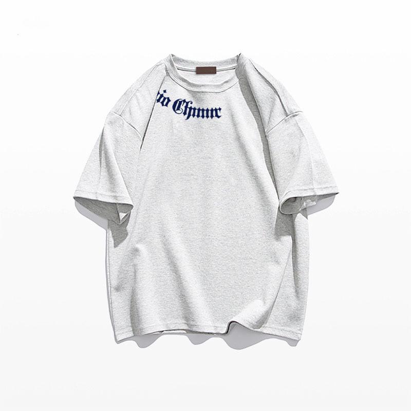 

Женская модная футболка с полурукавами в стиле американского хип-хопа 2025 года - Новый весенне-летний дизайн L серый/белый