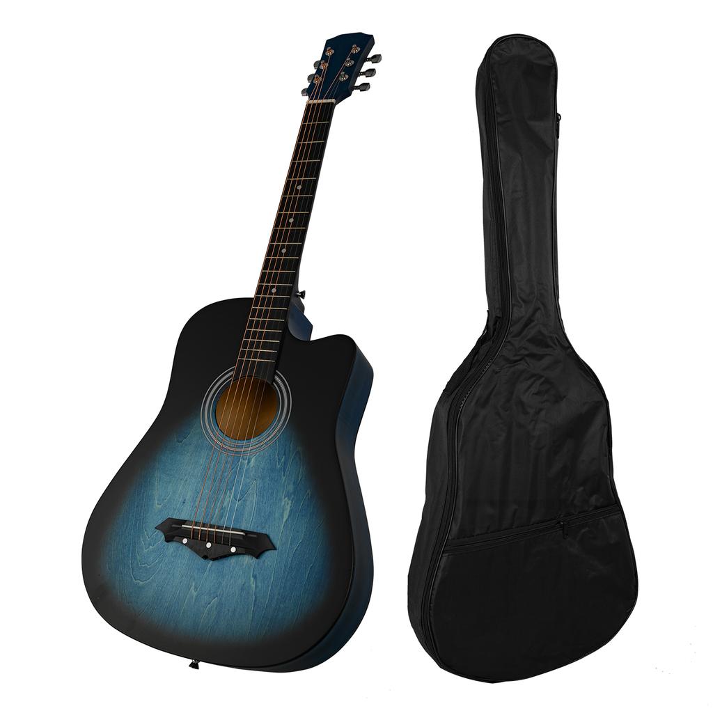Cutaway Acoustic Guitar 38-inch Folk Guitar Hand Rubbed Basswood with Celluloid Pick, Pick Holder,