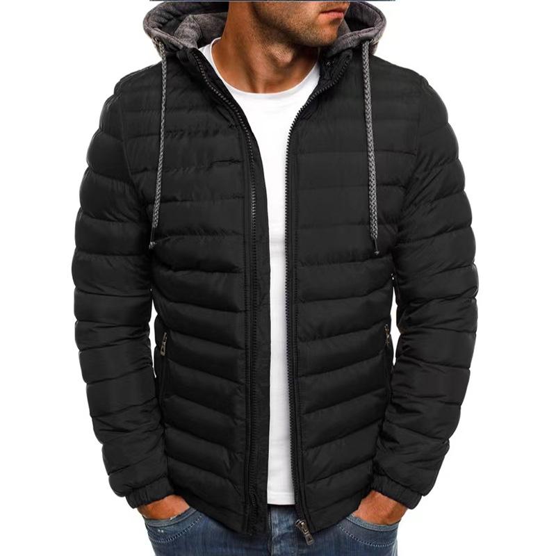 Høst Vinter Herre Casual Parkas Solid Hettejakke Jakke Casual Varme Klær Herre Frakk Streetwear Pufferjakke