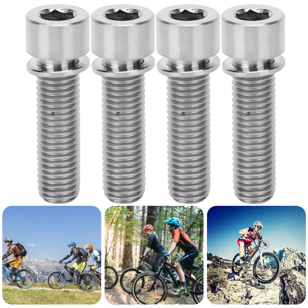 4Pcs Bike Handlebar Stem Bolts Screw Bicycle Titanium Alloy Stem Inner Hex Screws M7x25mmTitanium