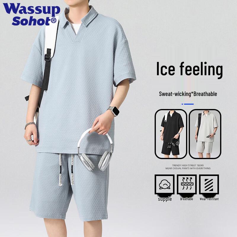 

Wassup Sohot Men s Summer Polo Sport Set L