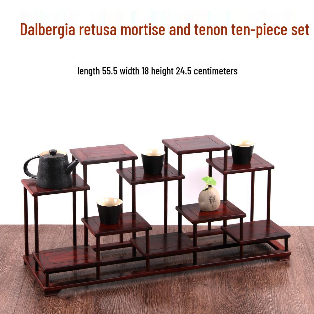 Rosenholz Sammlerschrank: Chinesischer Multi-Schatzschrank für Teekannen, Bonsais & Ornamente mit Zapfenverbindung Massivholzstruktur.
