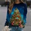 Women's Fashion Casual Long Sleeve Christmas Printed Neck Sweatshirt Top