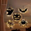 Outdoor Halloween Accessories Pumpkin Hanging Decor, Non-Woven Ghost Ornament with Light String, Spooky Decorations Door Wall Decor for Party
