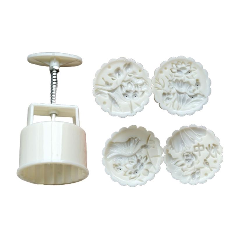 Пластиковая форма для лунного пирога Китайские цветочные штампы Форма-резак для печенья DIY Выпечка Праздник середины осени Кухонная ручная пресс-форма 1