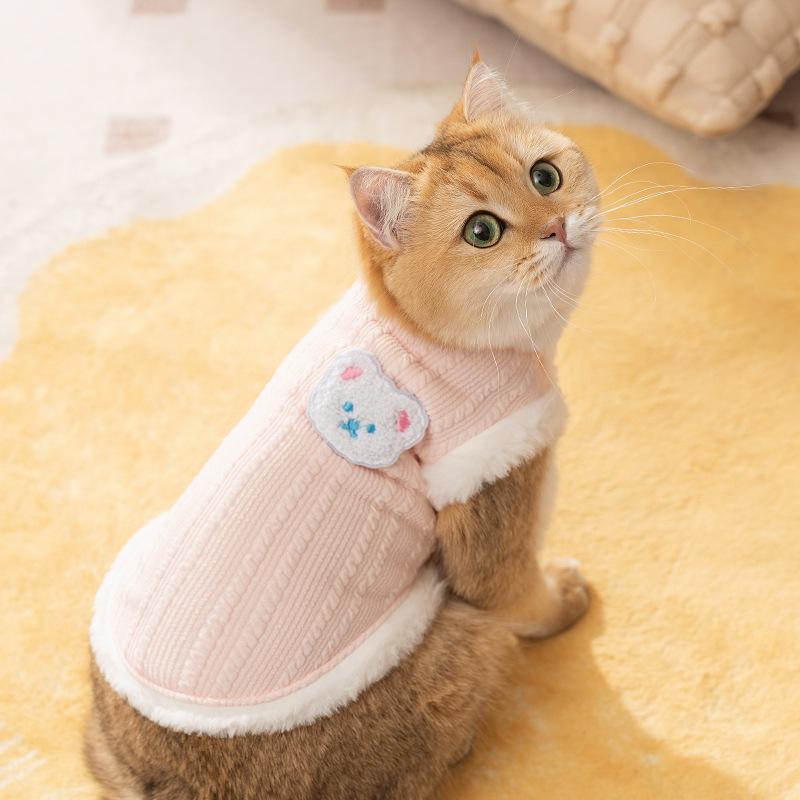 

Новая кошачья одежда осень и зима теплый жилет милый медведь вельветовое утолщенное хлопковое пальто кукла кошка котенок одежда для питомца M (recommended weight 5-4kg)