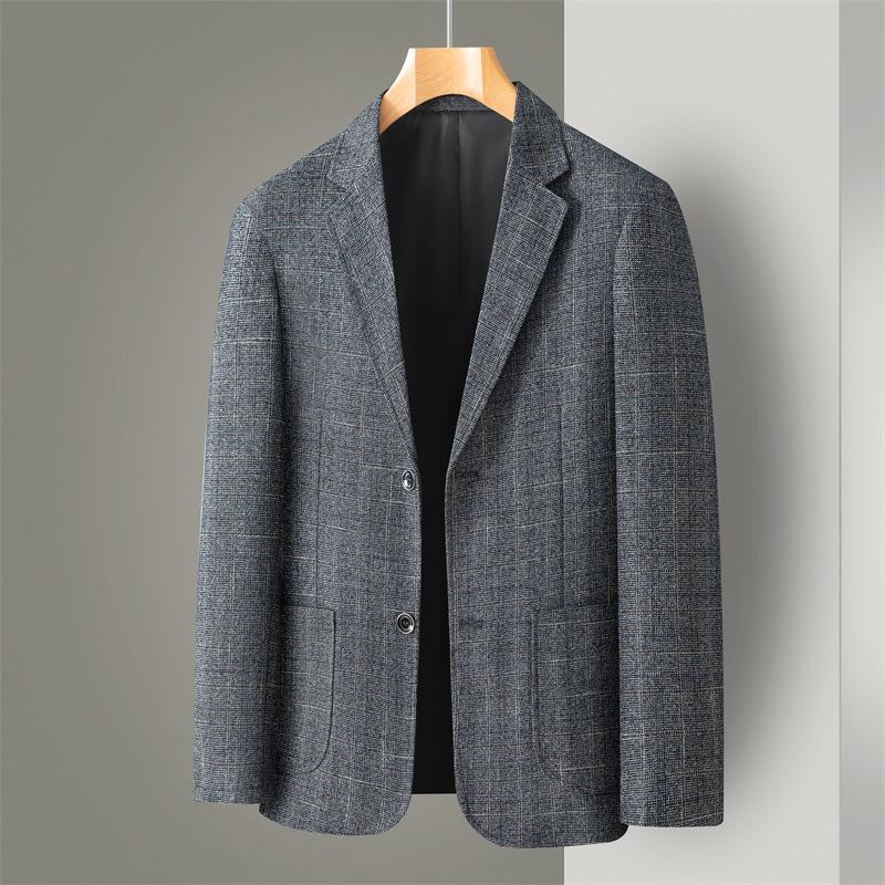 Costum nou pentru bărbați de primăvară și toamnă, cu un singur rând de nasturi, doi nasturi, casual de afaceri, costum în carouri, jachetă pentru bărbați