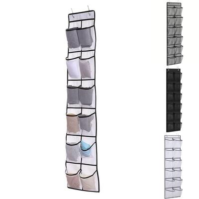 12 Pockets Shoe Underwear Hanging Holder Over Door Hooks with 2 Hooks Closet Holder Shoes Organizer Mesh Storage Bag