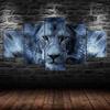 Lion Head Spirit Animal Scene 5 Piece Five Panel Wall Canvas Print Pictures Modern Art Poster Home Decor Gift For Him For Her