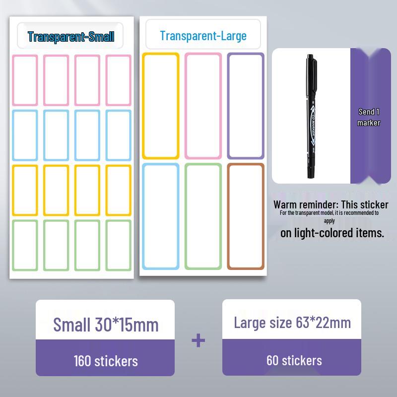 Waterproof Transparent Adhesive Name Stickers - Colorful and Self-Adhesive Labels