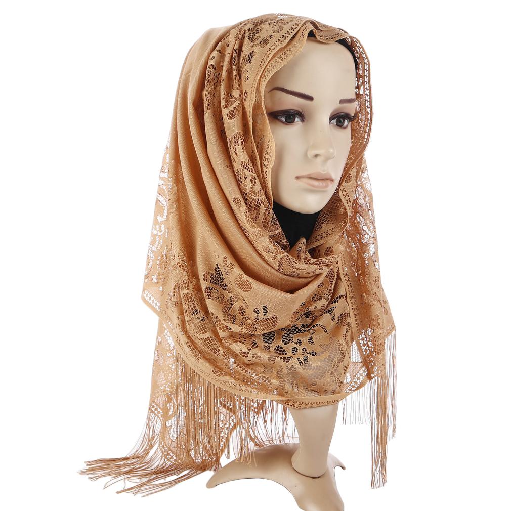 60x170cm Lace Fringe Hijab, Headscarf Shawl for Women