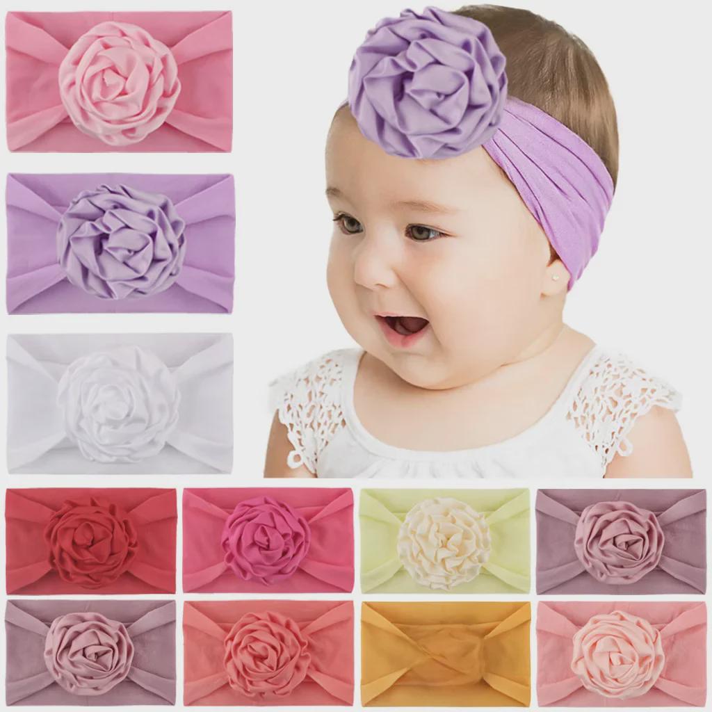 

Comfortable Nylon Children s Headband: Soft Flower Ribbon Design